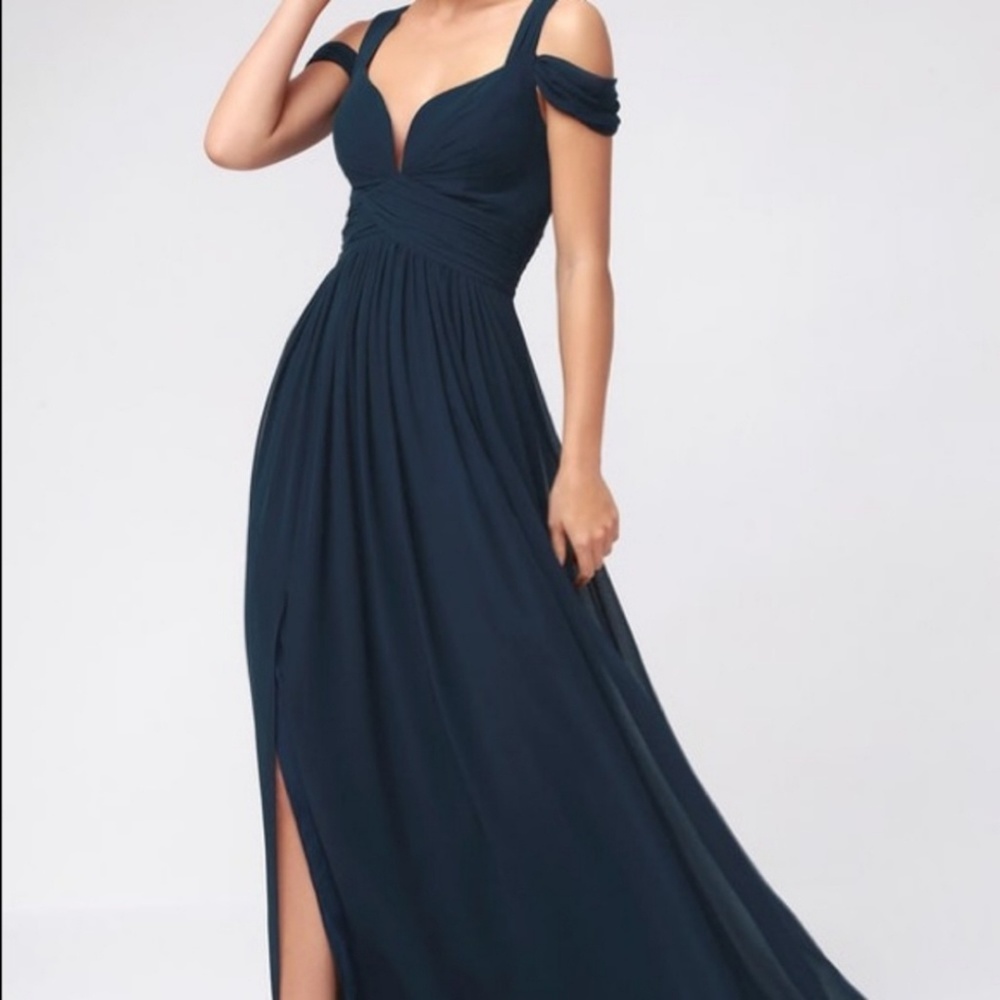 NWT Lulus Ocean of elegance formal dress blue